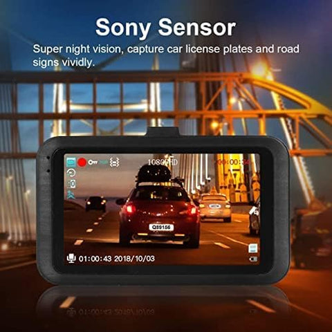 Dash Cam Front & Rear 1080P Dual Camera with 3” IPS Screen
