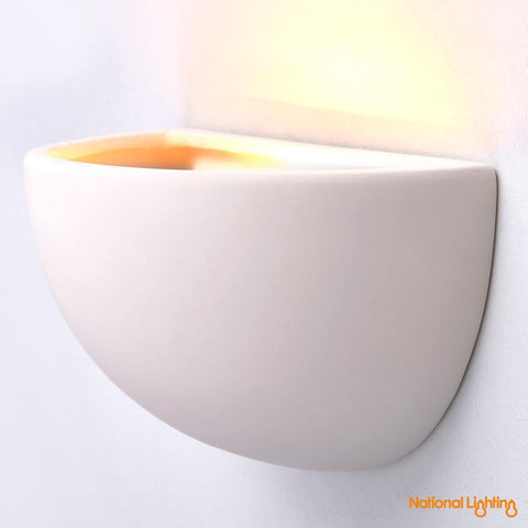 Modern Decorative Paintable Bowl Shaped E27 LED Compatible Dimmable Hallway Lounge Wall Uplighter