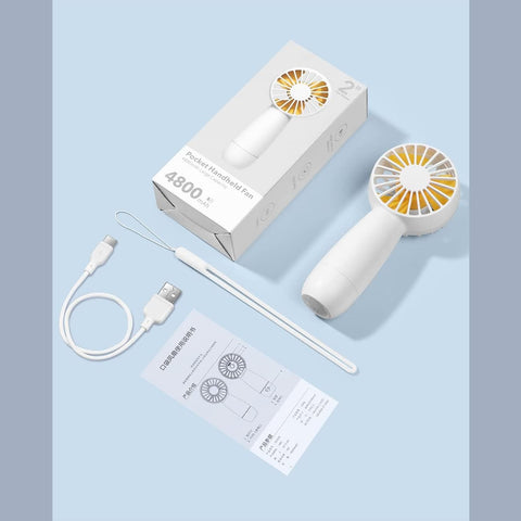 Handheld Fan, Usb Hand Held Fan Rechargeable, Convenient Mini Portable Fan, Equipped with 4800mah Battery, Suitable for Commuting, Business Trips, Office Necessities(White)