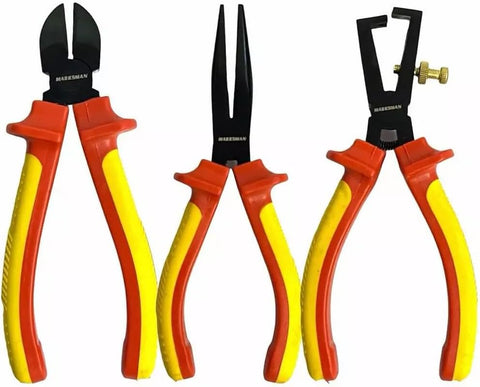 11PCS VDE Insulated Electricians Screwdriver Set with Tester, Pliers & Case – Red & Yellow Electrical Tool Kit UK
