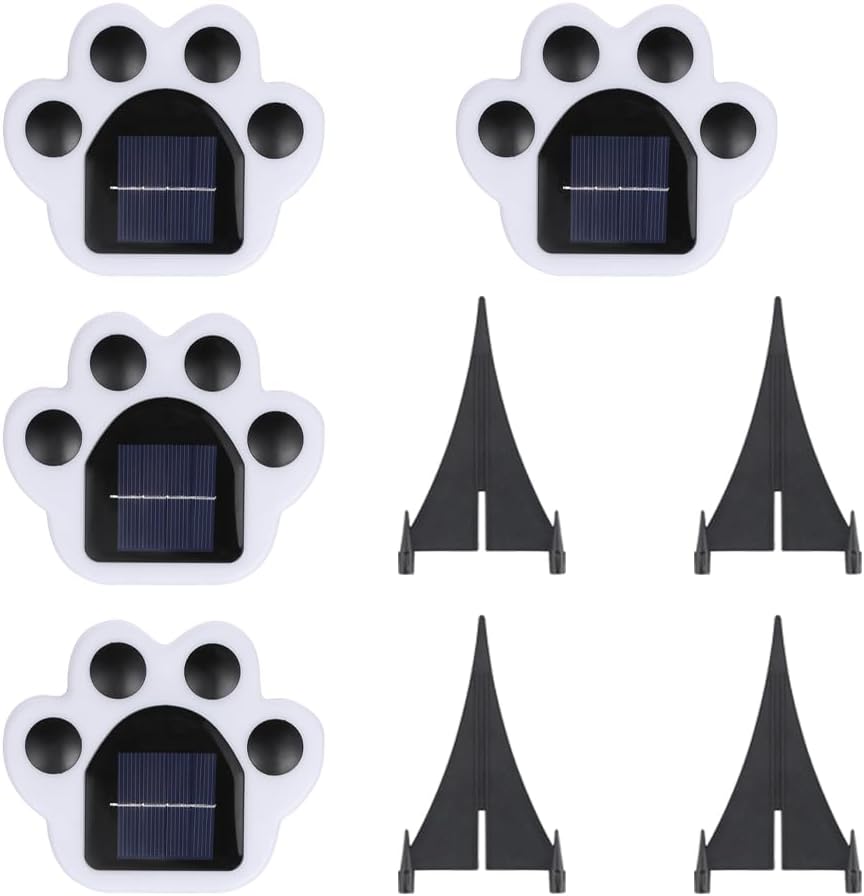 4Pcs Solar Pathway Lighting Outdoor, Bear's paw Shape Solar Stairs Lights Landscape Path Lights, Solar Step Lights for Patio Garden Driveway Villas Back Yard Stair (White Light)
