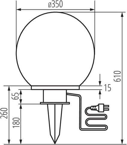 E27 LED Garden Yard Light Globe Lights Outdoor IP44 Stake Path Lighting Landscape Walkway IDAVA Giant Ball 350mm (Add 18W Cool White)