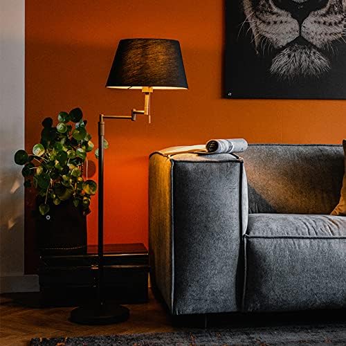 Floor lamp Black with Black Shade and Adjustable arm - Ladas- - Modern - Suitable for LED E27 | 1 Light - Fabric Floor lamp - Suitable for Living Room I Bedroom I