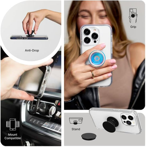 PopSockets PopGrip Expanding Stand & Grip – White on Black