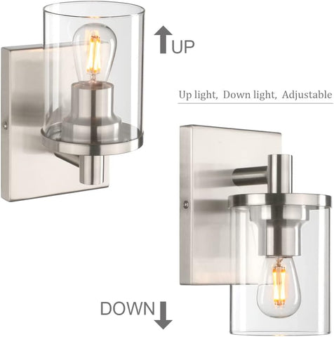 Modern Glass Cylinder Wall Sconce Brushed Finish