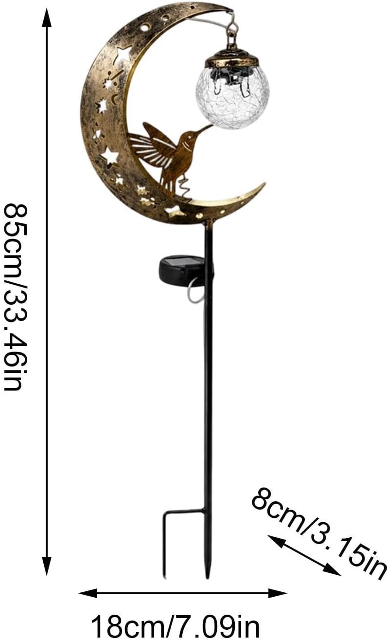 Solar Stake Lights - Moon Hummingbird Lamp Decor, Garden Lighting
