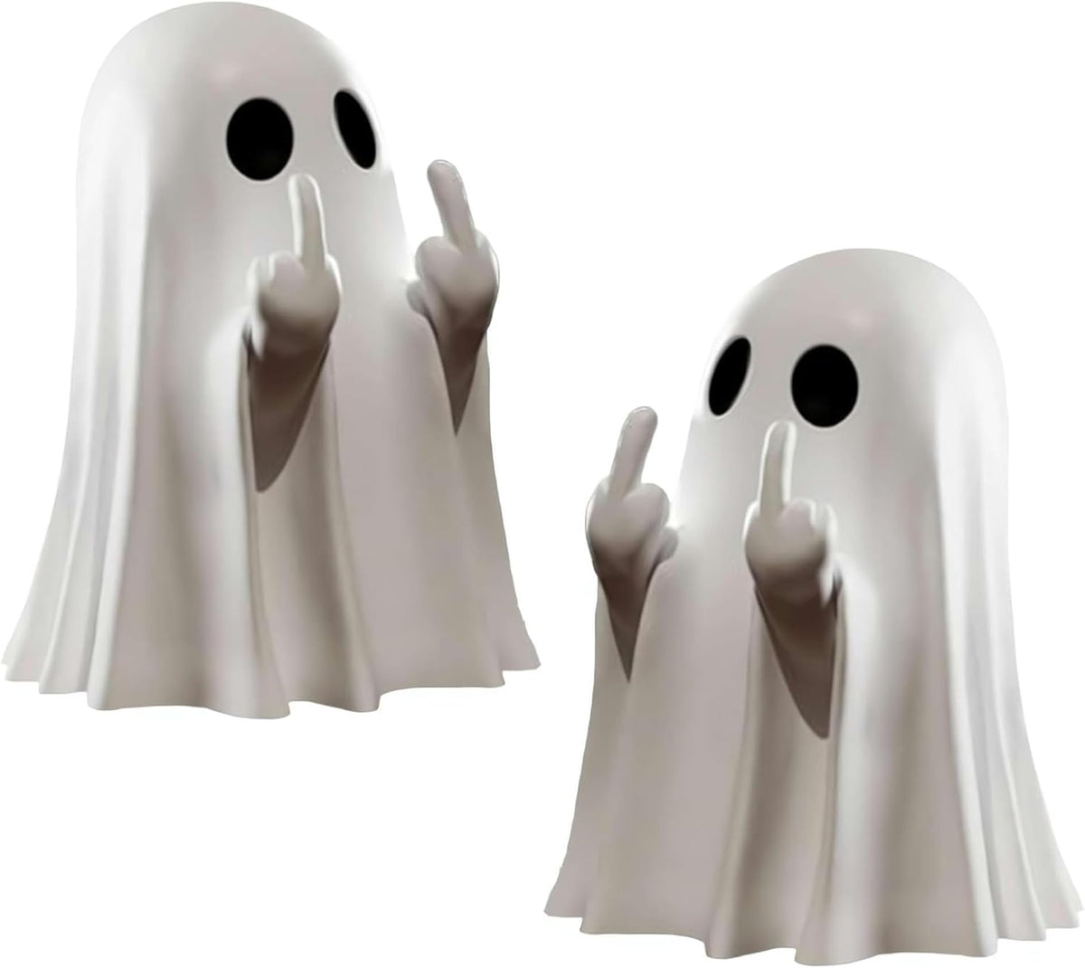2 Pcs Halloween Middle Finger Ghost Decorations – Funny Black & White Table Ornaments for Spooky Parties, Haunted House Displays & Halloween Gifts