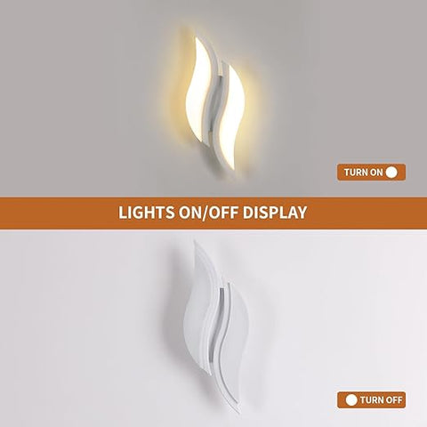 LED Wall Light - Modern Leaf Design 12W Warm White Acrylic Sconce for Bedroom Living Room