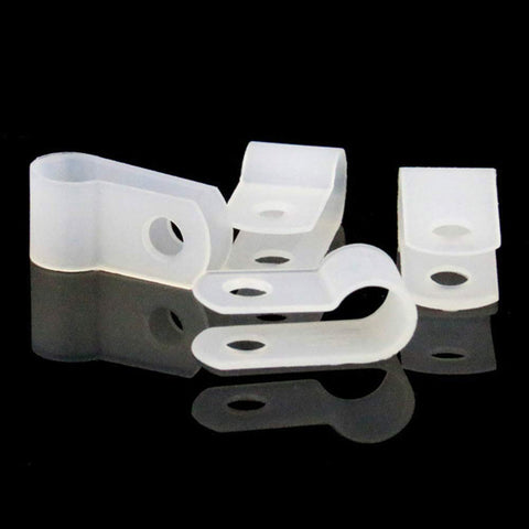 100pcs R Type Nylon Cable Clips,1/4inch cable management clips,Cable Tidy Clips,P Clips with Stainless Steel Screws,Cable Clips Outdoor for Home and Office (White)