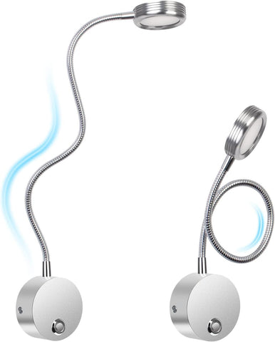 Two flexible arm LED lamps on a white background