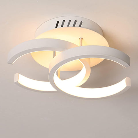 2-Light LED Ceiling Lights Modern Flush Mount Ceiling Lamp Metal Ceiling Lighting Fixture for Living Room Bedroom Office Hallway,White+Warm White-18W
