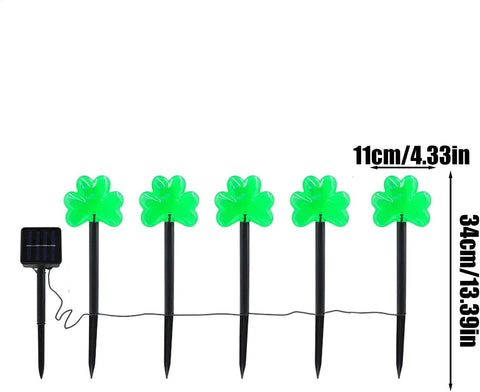 St Day Shamrocks Lights Stake Lights Shamrock Solar Powered