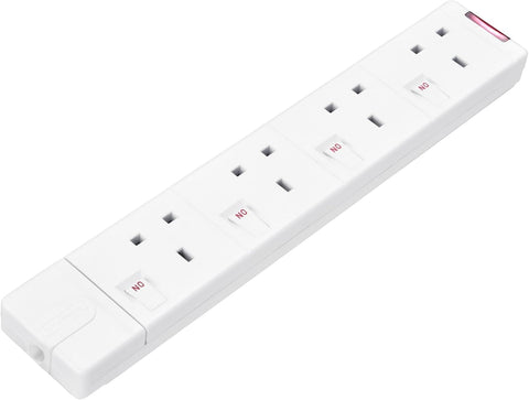 Four Socket Rewireable Trailing Socket with Individual Switches