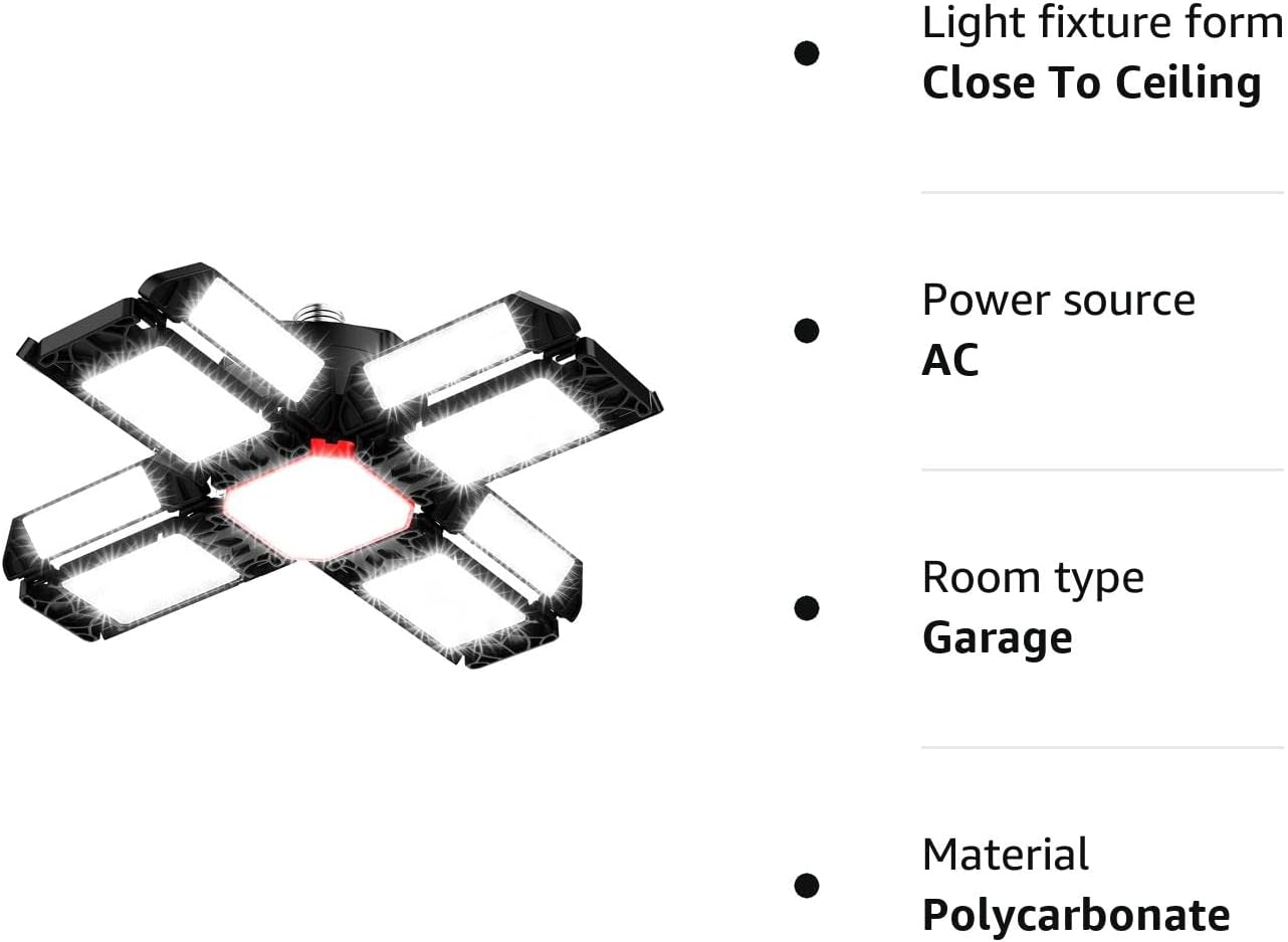 LED Garage Light 6500K Deformable Ceiling Lighting Fixture