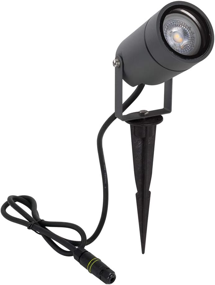 DAWALIGHT Garden Spike Light GU10 5W 3000K Warm White LED Outdoor Spot Lights Mains Powered IP65 Waterproof Adjustable Landscape Lights for Garden Path Lawn Walkway, Aluminum, Dark Grey