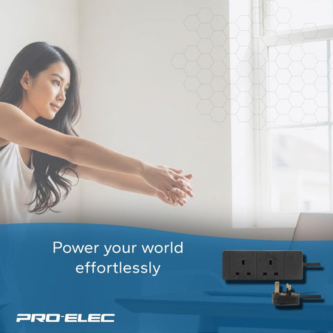 PRO ELEC 2 Socket Extension Lead 10m Black