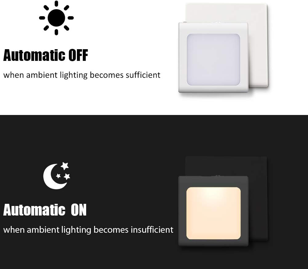 Light sensor switch with automatic off and on functionality on a black background