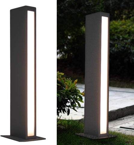 23.6" Outdoor Pathway Lighting, Modern Landscape Path Light Black Waterproof 10W LED Hardwired Deck Bollard Lighting for Garage Yard Front/Back Door Patio Driveway