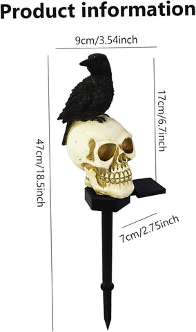 Solar Garden Light for Halloween for 6-8 Hours Solar Powered LED Waterproof Crow Skull Garden Lights Ground Plug-in Halloween Pathway Lights, Look Left, Pathway Lighting