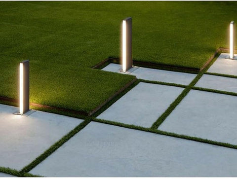 23.6" Outdoor Pathway Lighting, Modern Landscape Path Light Black Waterproof 10W LED Hardwired Deck Bollard Lighting for Garage Yard Front/Back Door Patio Driveway