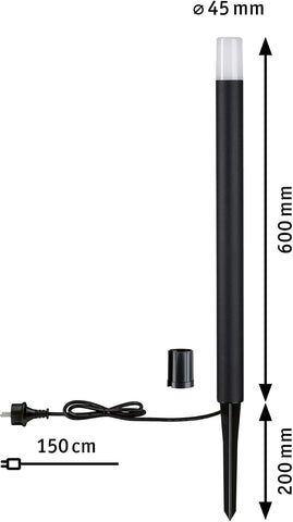Paulmann 94386 LED Exterior luminaire Bollard Light Flarea IP65 Warm White 600mm incl. 1x3.1 watt Outdoor Lighting Black Outdoor lamp Aluminium Garden lamp 3000 K