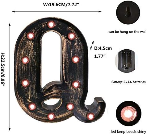 Golden Black LED Marquee Letter Q – Vintage Industrial Style Light Sign