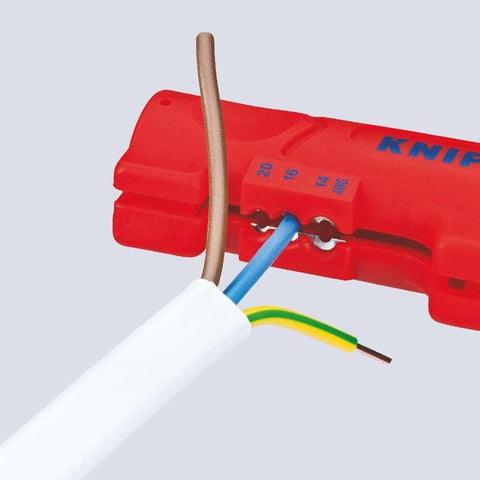 Knipex 16 64 125 SB Cable Stripping Tool For Flat & Round Cables 125Mm Professional Wire Stripper Red Ergonomic Handle