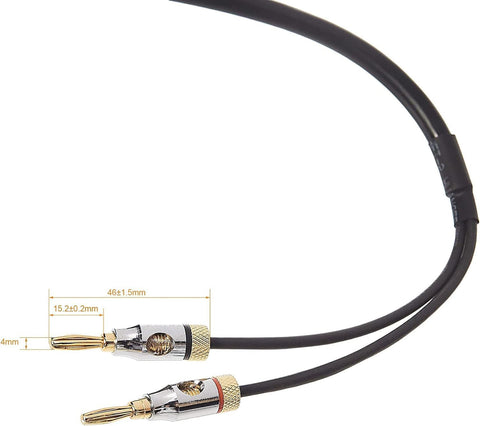 Banana Plug 16AWG Speaker Cable Wire, CL2 Rated with Gold-Plated Banana Tip Plugs (4mm), 99.9% Oxygen-Free, 1.83 m, Gold & Black