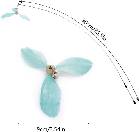 Cobee Interactive Cat Wand with Feather Refills (Blue+Pink)