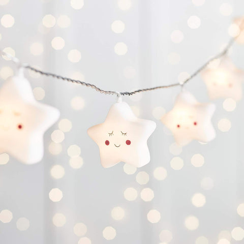 12 Star Battery Operated Children's String Fairy Lights Bedroom Nursery Warm White LED 2.2m with Timer