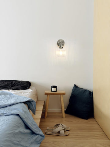 Modern Indoor Vintage Wall Light Sconce with Clear Striped Glass Globe for Farmhouse Living Room Bedroom Bathroom