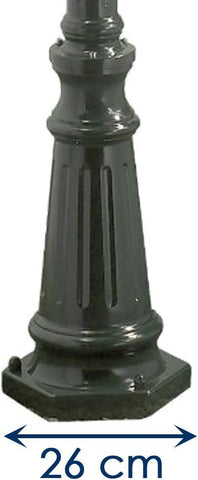 Konstsmide Outdoor Light Firenze Triple Column Outdoor Light/ 2.2m High/ 3 x 100 W E27 Max Lamp Post/Clear Glass/Aluminium/ IP43/ Outside Light Green