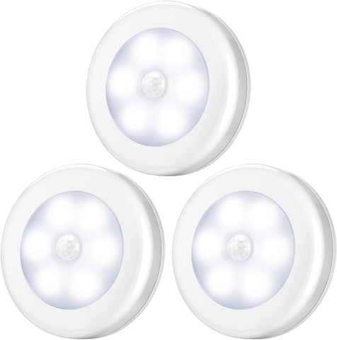 AMIR Motion Sensor Light 3 Pack – Stick-On Battery Powered Cabinet & Wardrobe Lights with PIR Sensor, White LED - Light Up Those Dark Little Corners Without the Fuss