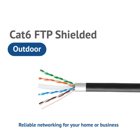30M Outdoor Cat6 FTP Ethernet Cable Black – 23AWG CCA Shielded Waterproof RJ45 Network Patch Cord UL Listed High Speed 480Mbps LAN Cable for Outdoor Networking