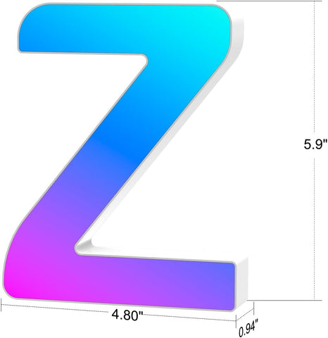 Light Up Letters USB Powered, LED Letter Lights Color Changing Alphabet Sign Gifts for Girls Women Party Birthday Decorations, APP Control, Night Light Christmas Valentine Wall Table Decor - Z