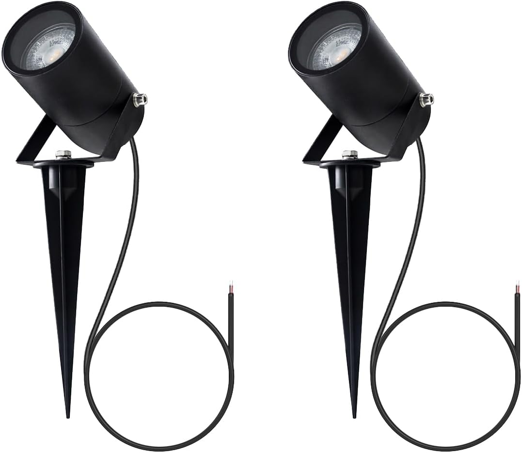 EBION Garden Spike Light 2 Pack,IP65 Garden Spotlights Mains Powered