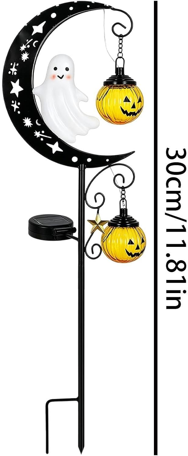 Ghost Pathway Lights, Solar Ground Stakes with Outdoor Halloween Yard Decor
