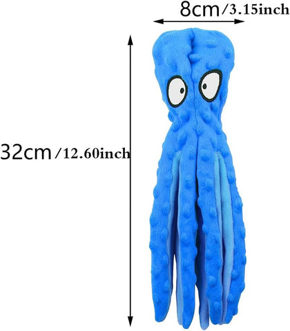 Octopus Plush Squeaky Dog Toy Blue