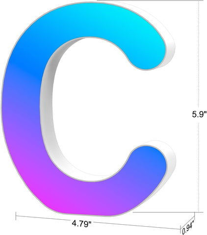 Light Up Letters USB Powered, LED Letter Lights Color Changing Alphabet Sign Gifts for Girls Women Party Birthday Decorations, APP Control, Night Light Christmas Valentine Wall Table Decor - C