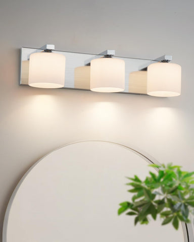 3-Light Nickel Wall Sconce with Frosted Glass Shades