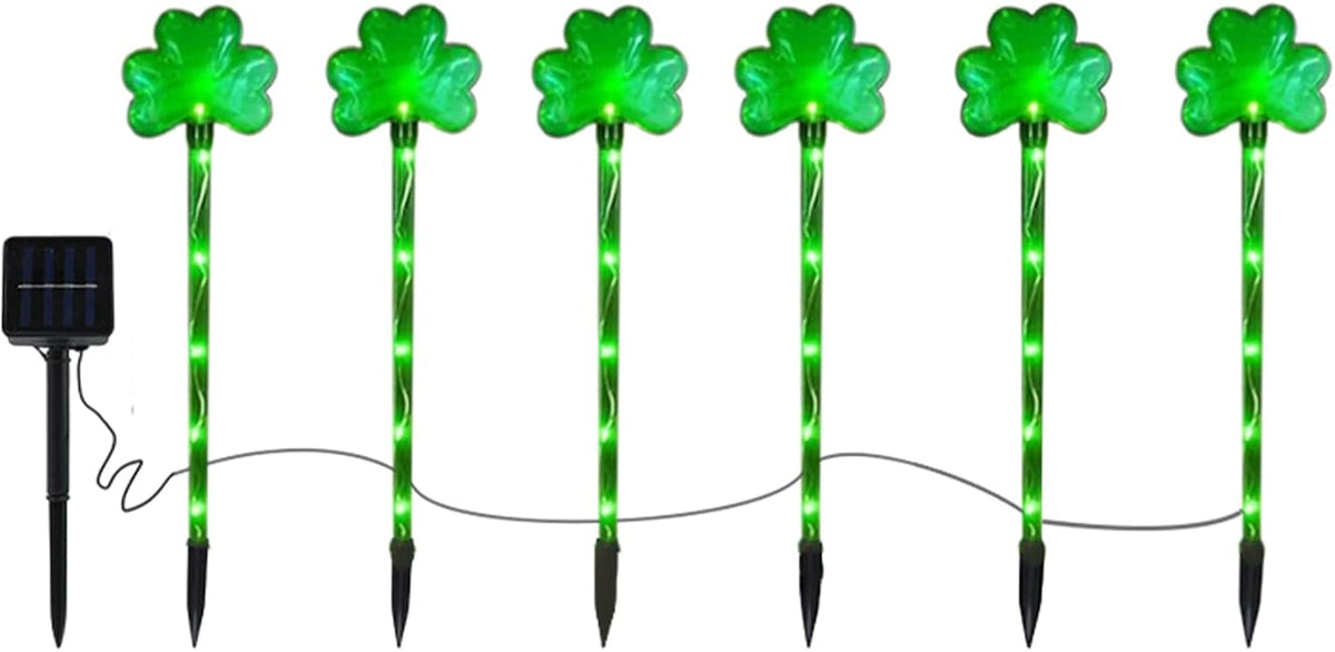Solar St Day Lights Shamrock Stake Lights LED Garden Decor