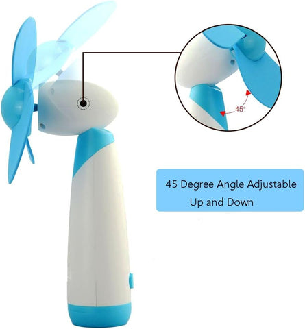 Portable Mini Fan AA Battery Powered Super Mute Cooling Fan for Home, Office and Travel - Blue