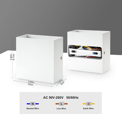 Modern LED Up Down Wall Light 6W Warm White 2 Pack