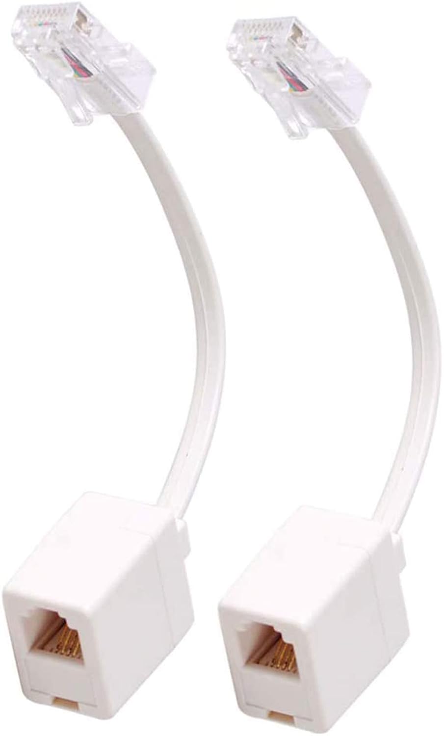 Uvital RJ45 to RJ11 Converter Adapter Connector M/F Cable, Telephone RJ11 6P4C Female to Ethernet RJ45 8P8C Male Converter Cord(2 Pack)