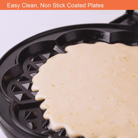 Heart Shaped Waffle Maker – 1000W, Non-Stick Plates, Easy Clean, Thermostatic Design, 25x22cm, Pink