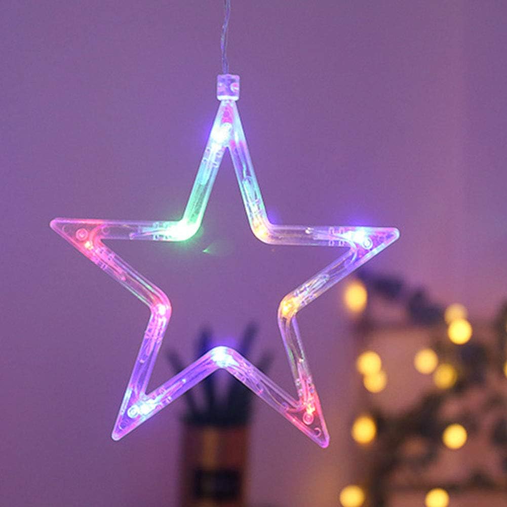 Star-shaped LED string light with multicolor lights on a blurred background