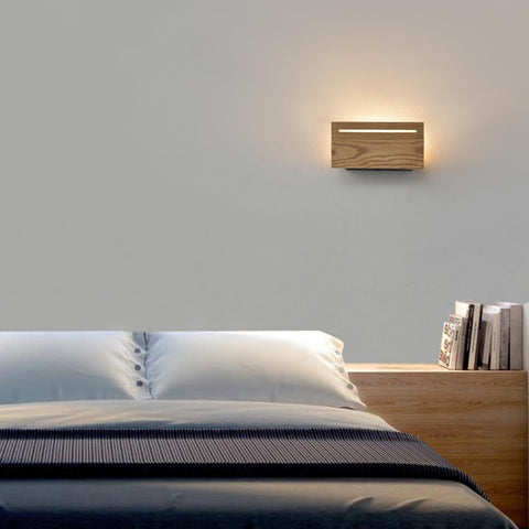 Wood Wall Light for Living Room, Led Wall Lamp for Bedroom Bed, Modern Wall Sconce with Switch,Wall Lamps Indoor for Hallway, Guest Room, Hotel, Bedside Lamp,8w,3000k Warm White, 1pcs