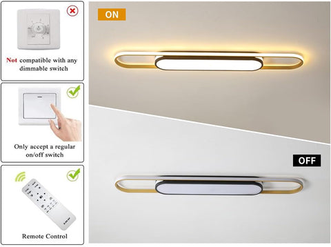 Modern Ceiling Light 110cm LED Linear Ceiling Lamp 48W Dimmable Ceiling Light with Remote Control for Kitchen Dining Room Cloakroom Hallway
