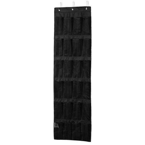 Amazon Basics 24-Pocket Over Door Shoe Organiser, Light Grey Mesh Hanging Storage Rack for 12 Pairs of Larger Shoes, Space-Saving Door-Mounted Storage