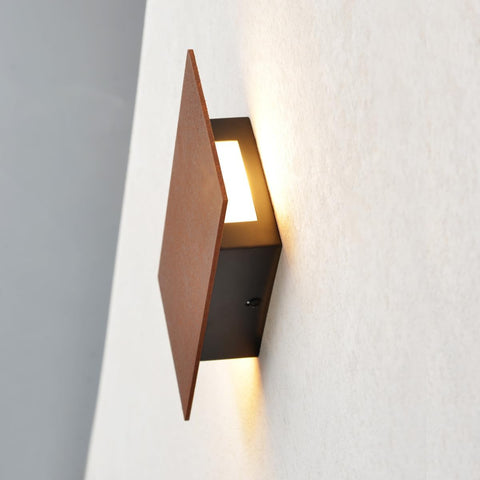 Wall Light with Switch Rusty Red,Led Wall Lamp For Bedroom Bed,Up And Down Lights for Interior,Industrial Flat Wall Lamps For Hallway,Bed,Guest Room,Hotel,Stair Lighting,8w 3000k Warm White,1pcs